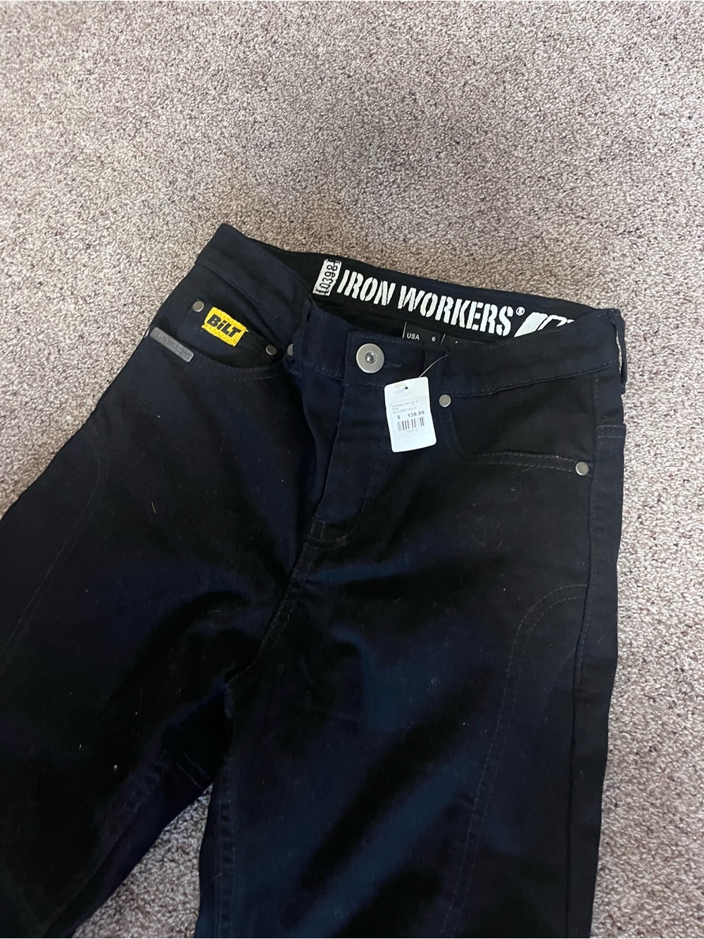 NWT Bilt Iron Workers Black Workwear Pants - Heavy-Duty Style